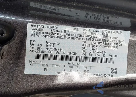 2014 Ford Focus Se из США, поврежденный, VIN 1FADP3F28EL373208